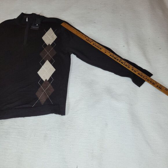 Marco Fiori Sweater Mens Size Medium 100% Brown Merino Wool V Neck Grandpa NWT - Picture 5 of 10